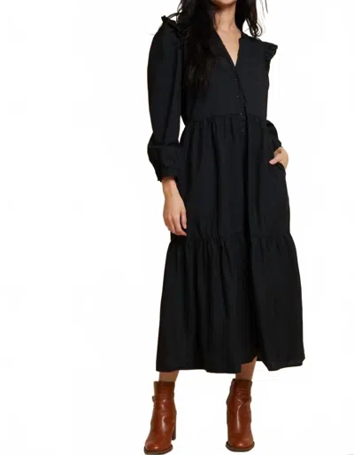 Nation Ltd Dalia Tiered Midi Dress In Black