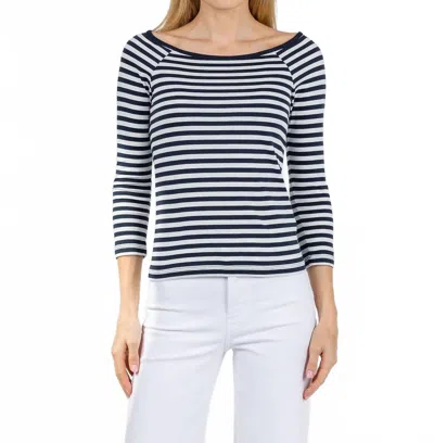 Nation Ltd Danika Scoopneck Tee In Navy City Stripe In Black