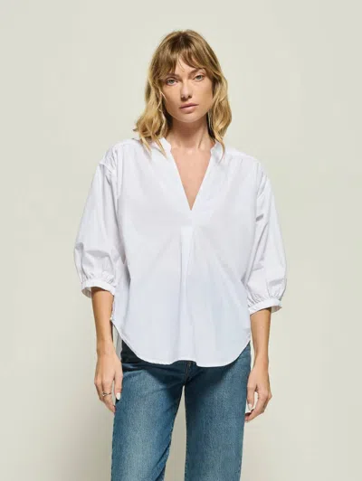 Nation Ltd Daphna Poplin Pima Cotton Shirt In White