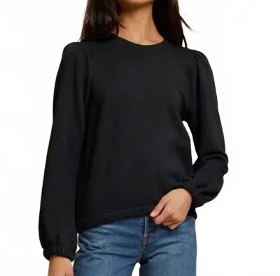 Nation Ltd Daryl Puff Sleeve Cotton Sweatshirt In Black