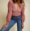 Nation Ltd Della Long Sleeve Top In Kitten Heel In Pink