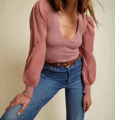 Nation Ltd Della Long Sleeve Top In Kitten Heel In Pink