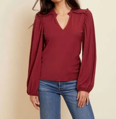 Nation Ltd Dolly Long Sleeve Toop In Curtain Call In Burgundy