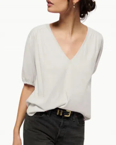 Nation Ltd Edie Shirred Shoulder Top In Porcelain In White