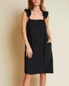 Nation Ltd Elena Frilly Ruffle Midi Dress In Jet Black In Black