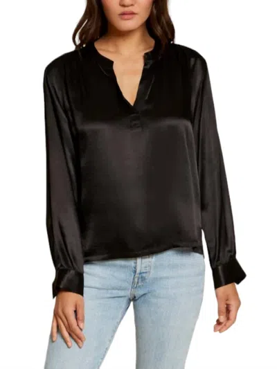 Nation Ltd Ella Cut Away Henley Top In Black