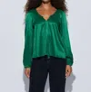 Nation Ltd Ellie Textured Satin Top In Forest