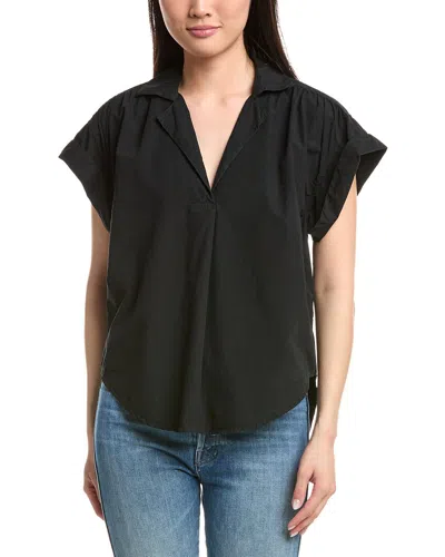 Nation Ltd Elliot V-neck Shirt In Jet Black