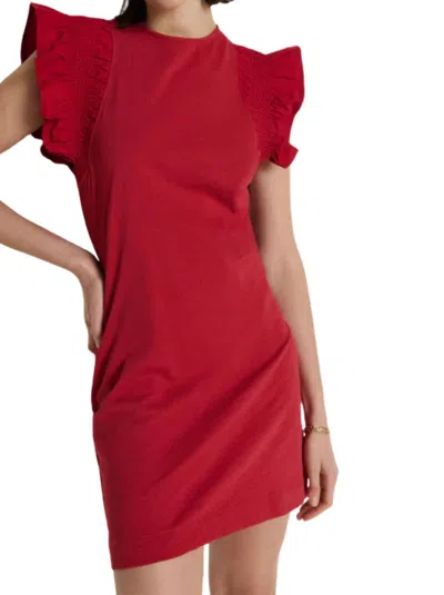 Nation Ltd Ellis Ruffle Sleeve Dress In Rio Red