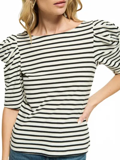 Nation Ltd Emery Boat Neck Top In Cross Walk Stripe In Black