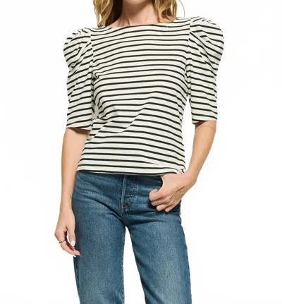 Nation Ltd Emery Boat Neck Top In Cross Walk Stripe In Black