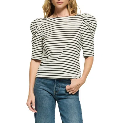 Nation Ltd Emery Stripe Boat Neck Top In White