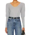 Nation Ltd Emila Drama Sleeve V-neck Top In Heather Grey In Gray