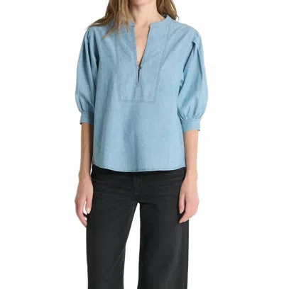 Nation Ltd Emmett Top In Chambray In Blue