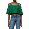 Nation Ltd Esme Smocked Linen Blouse In Verdant Green In Multi