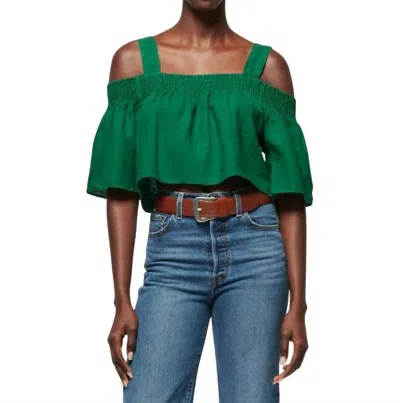 Nation Ltd Esme Smocked Linen Blouse In Verdant Green In Multi