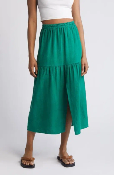 Nation Ltd Esmeralda Linen Midi Skirt In Verdant Green