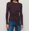 Nation Ltd Este Long Sleeve Wrap Top In Vintage Dot In Red