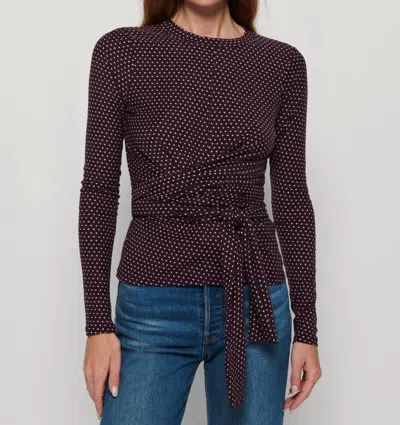 Nation Ltd Este Long Sleeve Wrap Top In Vintage Dot In Multi
