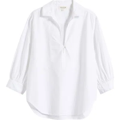 Nation Ltd Everlee Pima Cotton Popover Top In Optic White