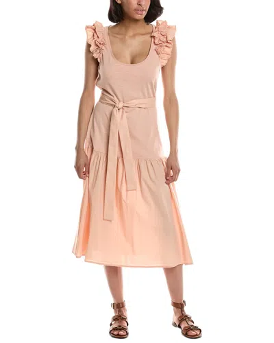 Nation Ltd Everleigh Frilly Midi Dress In Pink