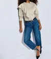 Nation Ltd Farrah Ruffle Long Sleeve Top In Beige