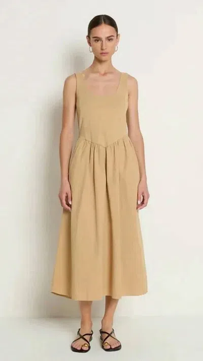 Nation Ltd Fiona Drop Waist Midi Dress In Toffee In Brown