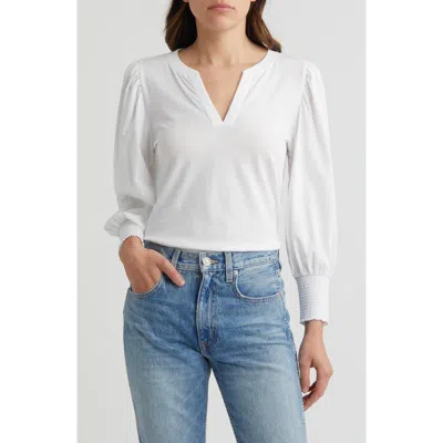 Nation Ltd Flora Long Sleeve Cotton Peasant T-shirt In White