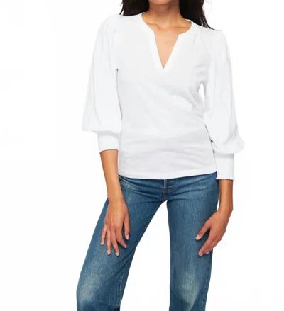 Nation Ltd Flora Peasant Tee In White In Animal Print