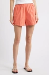 Nation Ltd Flynn Pima Cotton Poplin Shorts In Coral Kiss