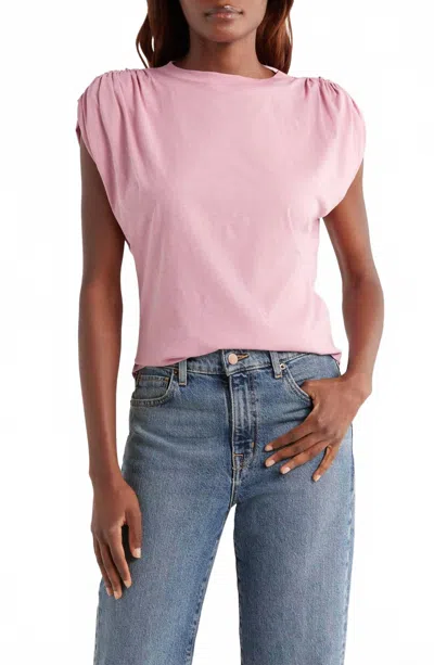 Nation Ltd Frankie Ribbed Round Neck Top In Pink
