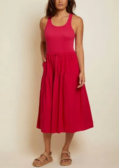 Nation Ltd Frannie Combo Midi Dress In Raspberry In Pink