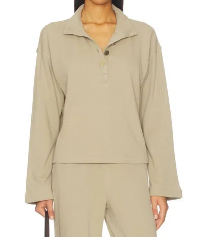 Nation Ltd Franz Collared Sweatshirt In Vintage Khaki In Gold