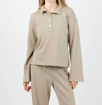 Nation Ltd Franz Collared Sweatshirt In Vintage Khaki In Brown