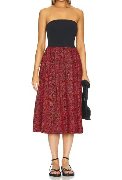Nation Ltd Gabbriette Strapless Dress In Abstract Swirl In Red