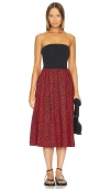 Nation Ltd Gabbriette Strapless Dress Abstract Swirl In Rust