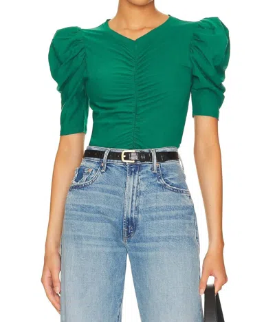 Nation Ltd Gael Gathered Tee In Emerald In Green