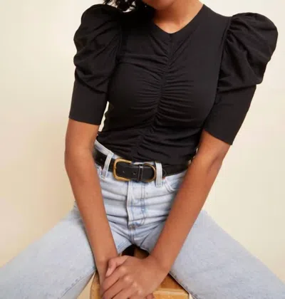 Nation Ltd Gael Gathered Tee In Jet Black