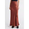 Nation Ltd Gaia Bias Cut Maxi Skirt In Cinnamon