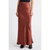 Nation Ltd Gaia Bias Cut Maxi Skirt In Cinnamon