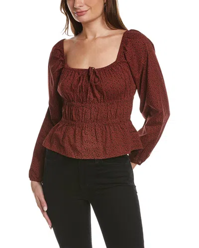 Nation Ltd Gianna Elastic Waist Blouse In Red