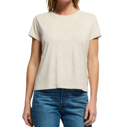 Nation Ltd Goldie Boxy Crew Shirt In Heather Oatmeal In White