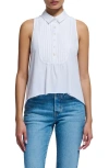 Shop Nation Ltd Greta Sleeveless Pintuck Bib Organic Cotton Top In White