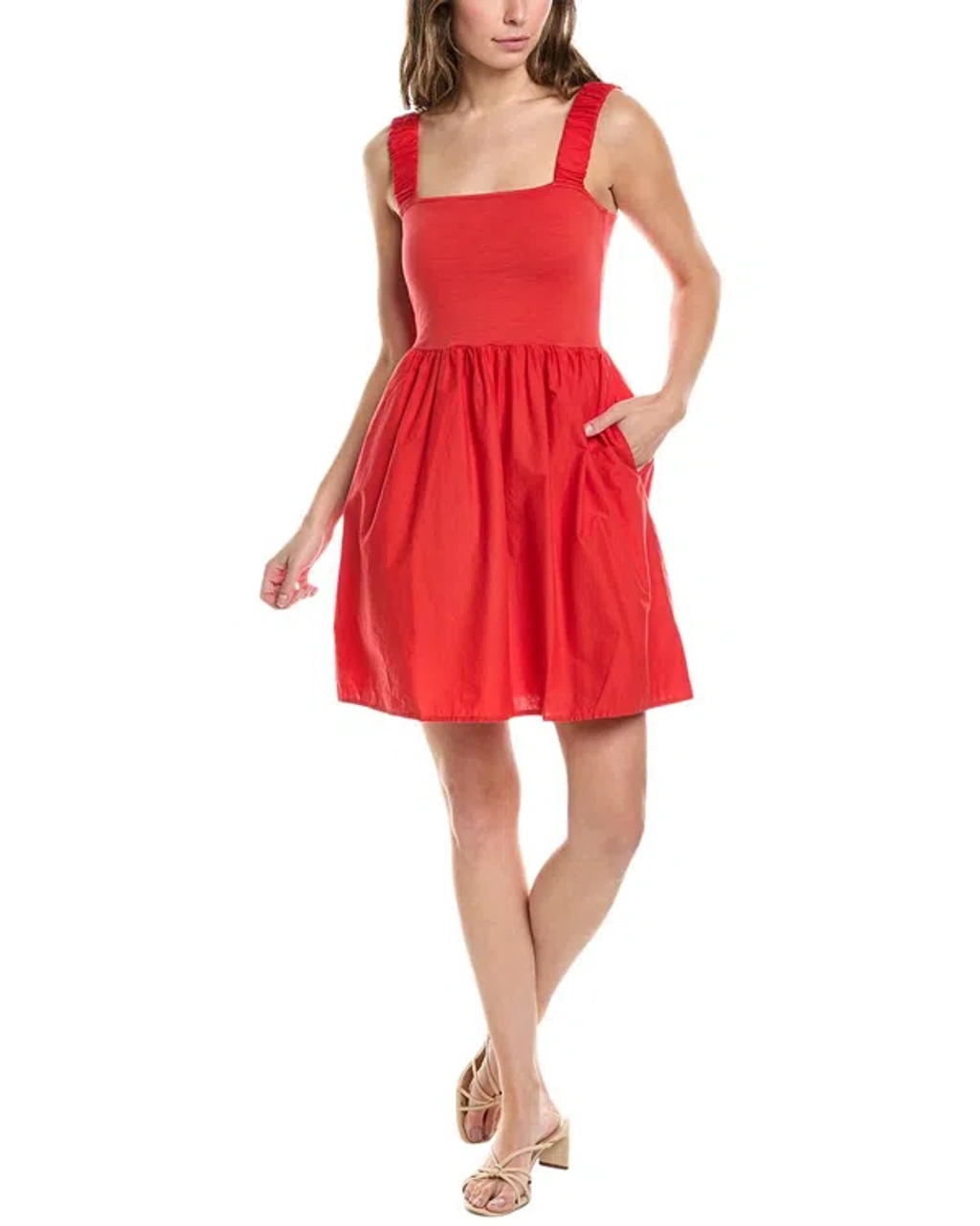 Nation Ltd Harlyn Babydoll Top Mini Dress In Gold