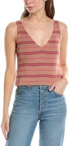Nation Ltd Haru Rib Cami Top In Bisou Stripe In Pink