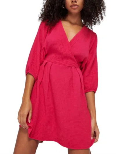 Nation Ltd Hedy Long-sleeve Wrap Dress In Pink