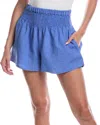 Nation Ltd Hollyn High-waist Smocked Linen Short In Blue