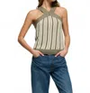 Nation Ltd Indy Stripe Pima Cotton Halter Sweater Tank In Multi