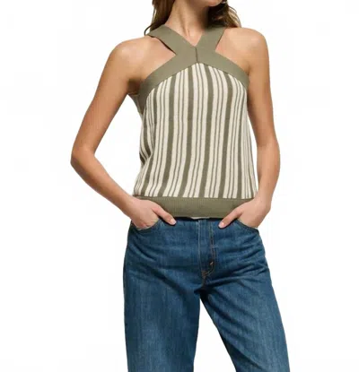 NATION LTD INDY HALTER TOP IN HERB STRIPE