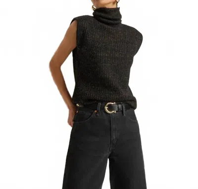 Nation Ltd Isha Turtleneck Tank In Shiny Jet In Black